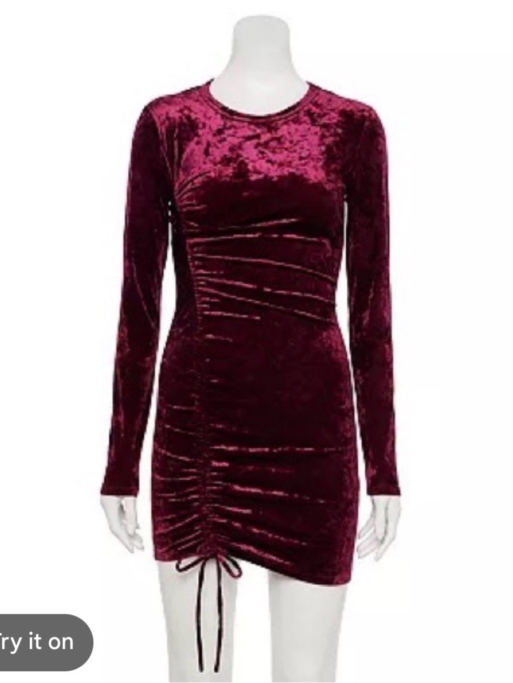 2 for $20 sale: Live to be spoiled red Velvet Ruched Long Sleeve Mini Dress - L